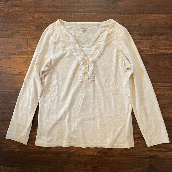 Jason Maxwell Long Sleeve Ruffled V-Neck Top - Picture 3 of 7